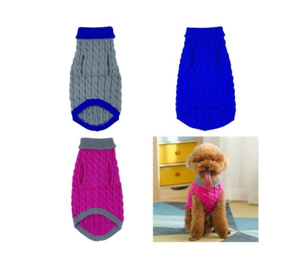 Royal Rosa With Gray Fringe - Mr. Peanut's Knitted Acrylic Dog Sweaters - XX Large