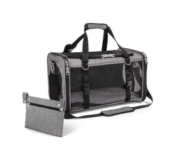 Platinum Gray - Mr. Peanut's Parisian Series Airline Capable Soft Sided Pet Carrier - 18 in L x 11 in W x 12H