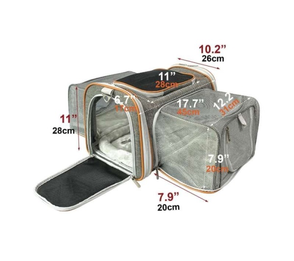 Twilight Gray - Mr. Peanut's Platinum Series Double Expandable Pet Carrier - 18inLx10.5inWx11inH