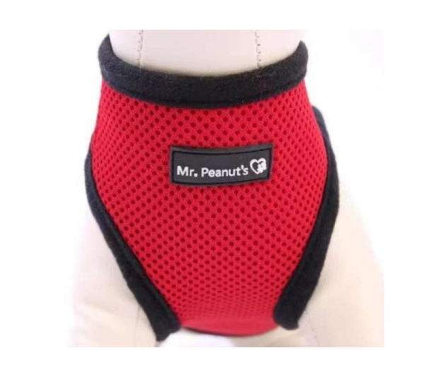 Red - Mr. Peanut's PupTrek Small Dog/Cat Soft Mesh Step In Harness Vest - Large