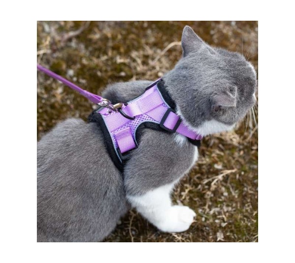 Lilac - Mr. Peanut's PurrTrek Reflective Cat Harness with Matching Leash - X Small