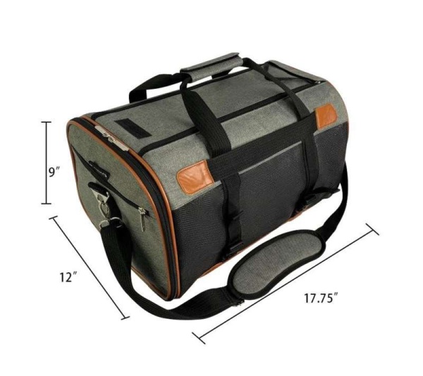 Platinum Gray - Mr. Peanut's Rhodium Series Mini Size Soft Sided Pet Carrier - 18 in L x 12 in W x 9 in H