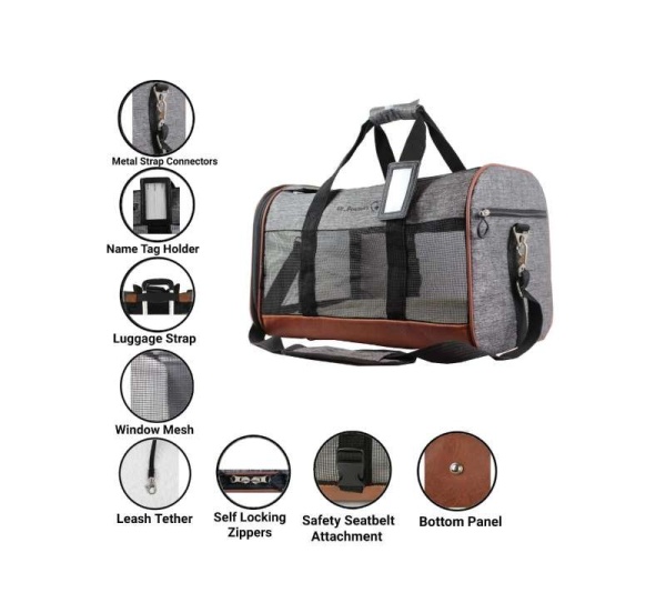 Platinum Gray - Mr. Peanut's Rhodium Series Mini Size Soft Sided Pet Carrier - 18 in L x 12 in W x 9 in H