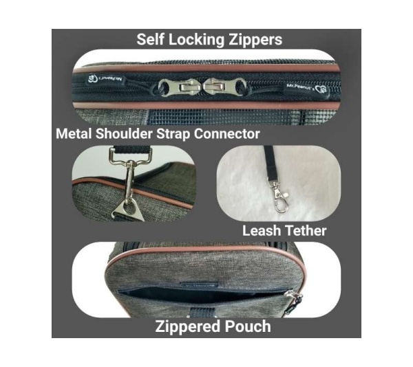 Platinum Gray - Mr. Peanut's Rhodium Series Mini Size Soft Sided Pet Carrier - 18 in L x 12 in W x 9 in H