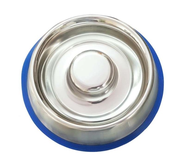 Mr. Peanut's Slow Feed Anti Bloat Dog Bowl with Bonded Silicone Base - Small