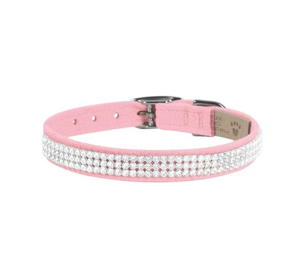 Puppy Pink - Susan Lanci Designs 3 Row Giltmore Crystals Collar - XS