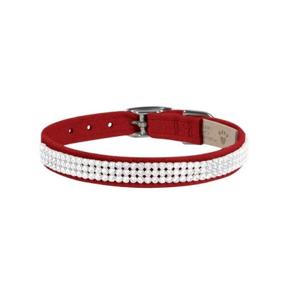 Red - Susan Lanci Designs 3 Row Giltmore Crystals Collar - Small
