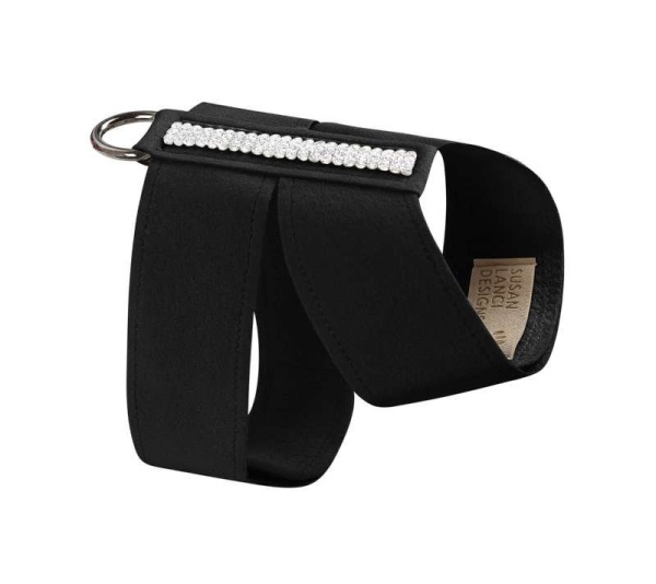Black - Susan Lanci Designs 3 Row Giltmore Crystals Tinkie Harness - XS