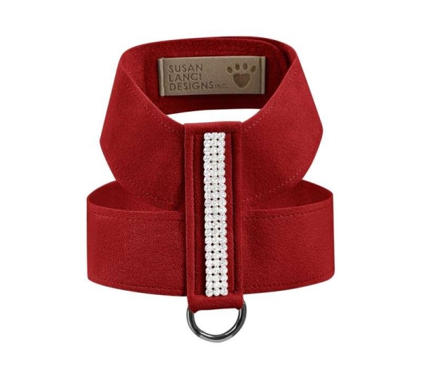 Red - Susan Lanci Designs 3 Row Giltmore Crystals Tinkie Harness - XXS