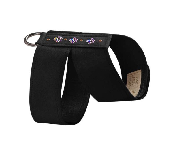 Black - Susan Lanci Designs Crystal Paws Tinkie Harness - Medium