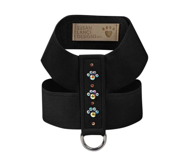 Black - Susan Lanci Designs Crystal Paws Tinkie Harness - Small