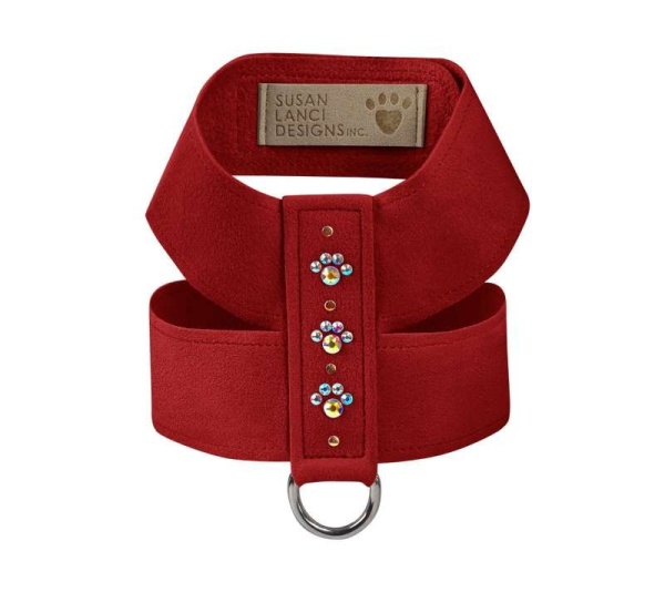 Red - Susan Lanci Designs Crystal Paws Tinkie Harness - Large