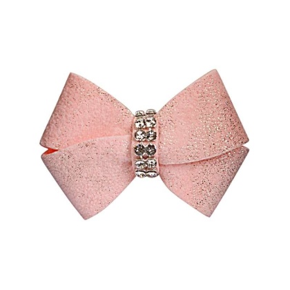 Puppy Pink Glitzerati - Susan Lanci Designs Glitzerati Nouveau Bow Hair Bow - XS