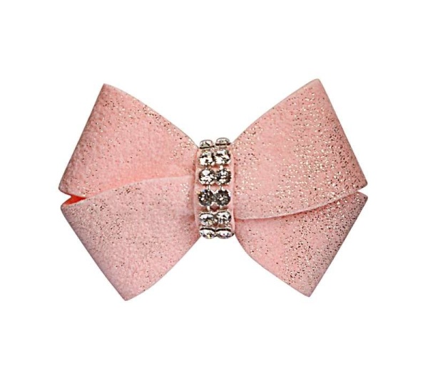 Puppy Pink Glitzerati - Susan Lanci Designs Glitzerati Nouveau Bow Hair Bow - XS