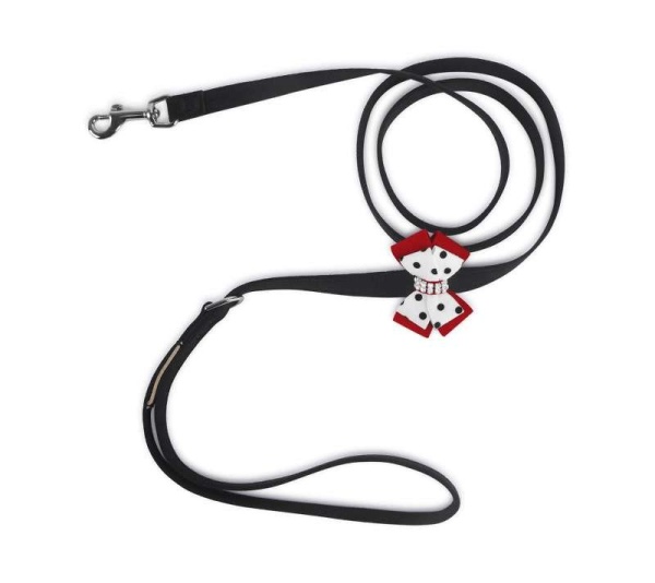 Black - Susan Lanci Designs Minnie Double Nouveau Bow Leash - 4 FT