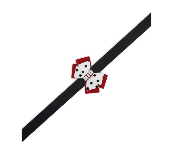 Black - Susan Lanci Designs Minnie Double Nouveau Bow Leash - 4 FT