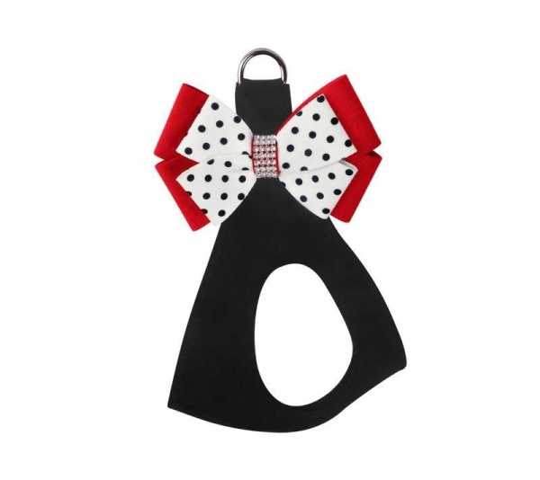 Black - Susan Lanci Designs Minnie Double Nouveau Bow Step In Harness - XS