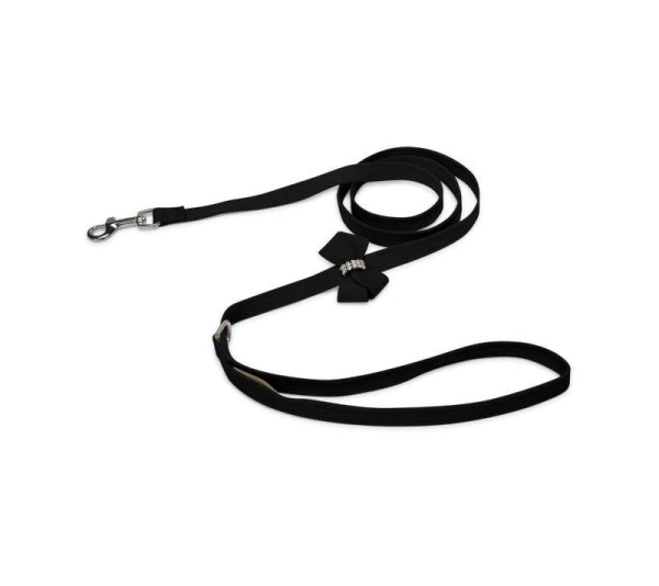 Black - Susan Lanci Designs Nouveau Bow Leash - 4 FT