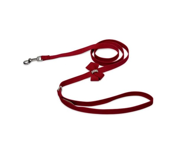 Red - Susan Lanci Designs Nouveau Bow Leash - 4 FT