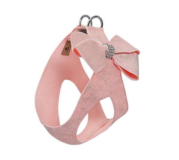 Puppy Pink Glitzerati - Susan Lanci Designs Puppy Pink Glitzerati Nouveau Bow Step In Harness - XS