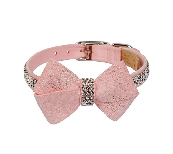 Puppy Pink - Susan Lanci Designs Puppy Pink Glitzerati Nouveau Bow 3 Row Giltmore Collar - TC