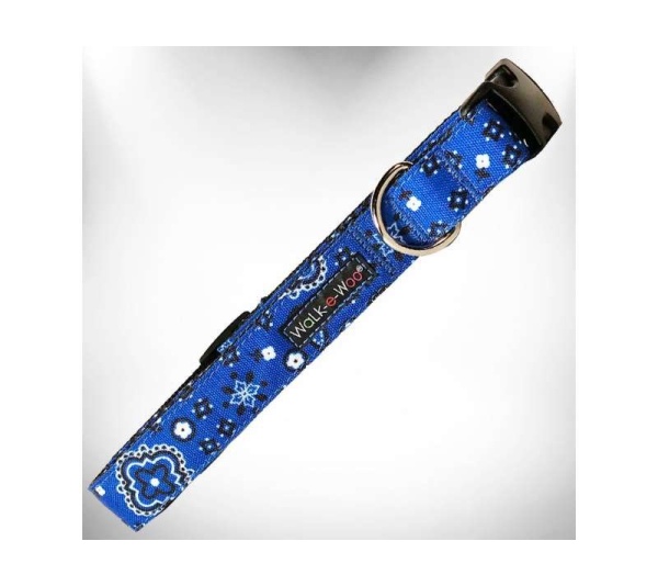 Blue - Bandana Dog Collars - M 1" width fits 12-18" neck