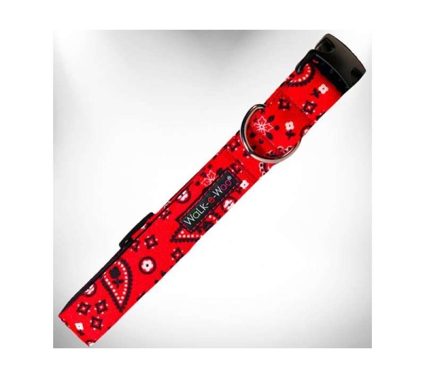 Red - Bandana Dog Collars - L 1" width fits 14-25" neck