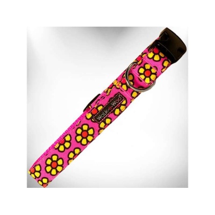 Yellow Daisies on Pink - Flower Dog Collars - XS 5/8" width fits 8-12" neck