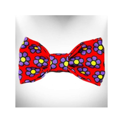 Purple  - Daisies Doggie Bow Tie - Large 5"x 2.5"