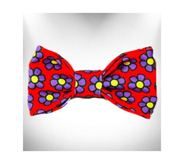 Purple  - Daisies Doggie Bow Tie - Large 5"x 2.5"