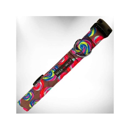Lollipop on Chocolate - Lollipop Dog Collars - L 1" width fits 14-25" neck