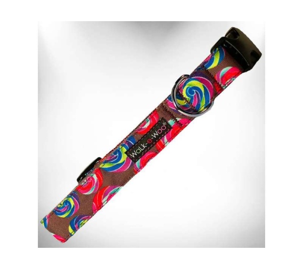 Lollipop on Chocolate - Lollipop Dog Collars - L 1" width fits 14-25" neck