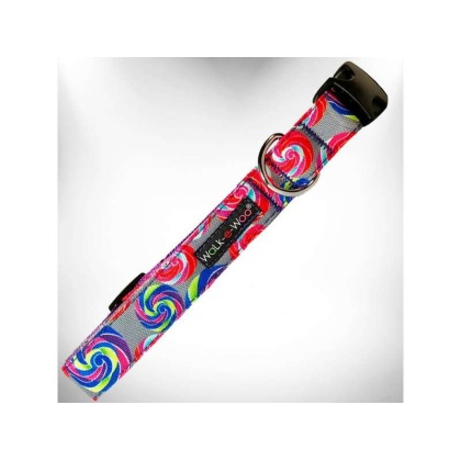 Lollipop on Grey - Lollipop Dog Collars - XL 1.5" wide fits 18-28" neck