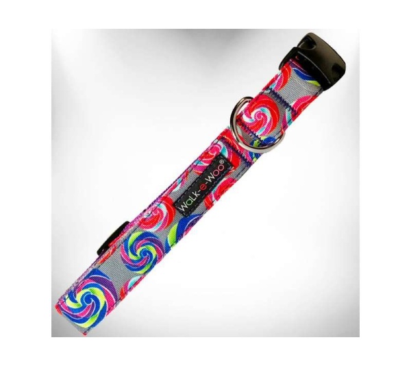 Lollipop on Grey - Lollipop Dog Collars - XS 5/8" width fits 8-12" neck