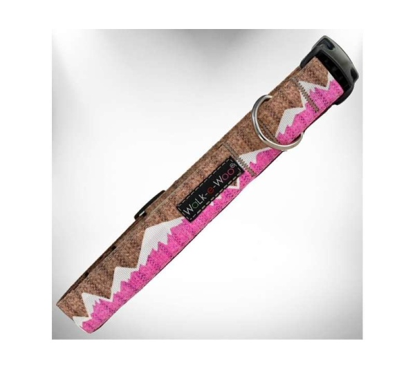 Pink Snowcap Mtn - Mountain Dog Collars - L 1" width fits 14-25" neck