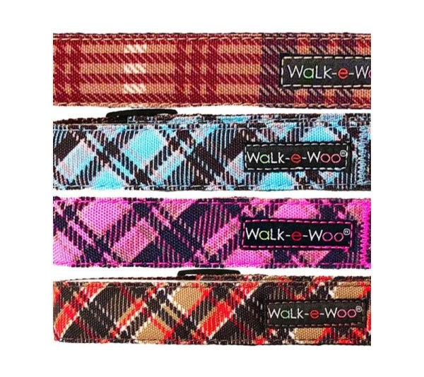 Hot Pink - Plaid Dog Collars - XS 5/8" width fits 8-12" neck