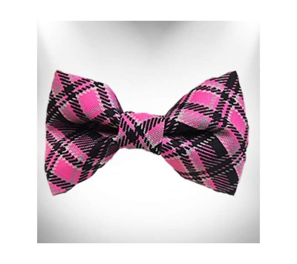 Hot Pink - Plaid Dog Bow Tie