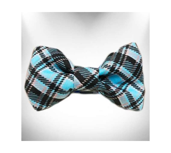 Steel Blue - Plaid Dog Bow Tie