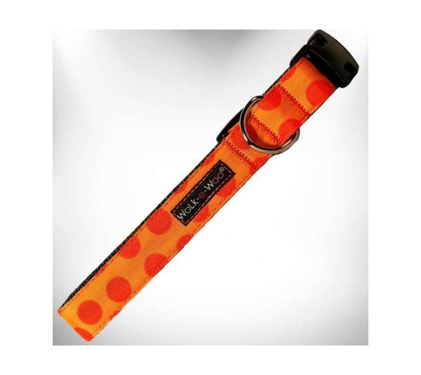 Orange - Polka Dot Dog - Monotone Collars - M 1" width fits 12-18" neck