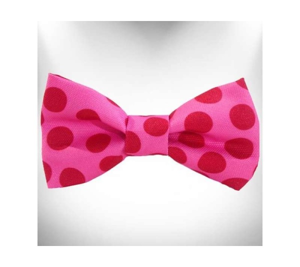 Pink - Polka Dot Dog - Monotone Bow Tie