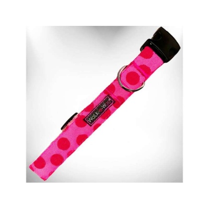 Pink - Polka Dot Dog - Monotone Collars - XS 5/8" width fits 8-12" neck