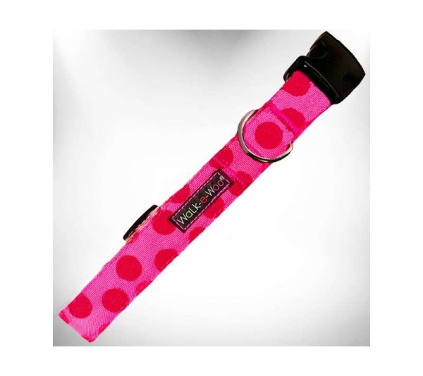 Pink - Polka Dot Dog - Monotone Collars - XS 5/8" width fits 8-12" neck