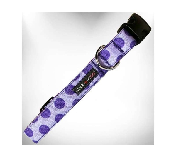 Purple - Polka Dot Dog - Monotone Collars - XL 1.5" wide fits 18-28" neck