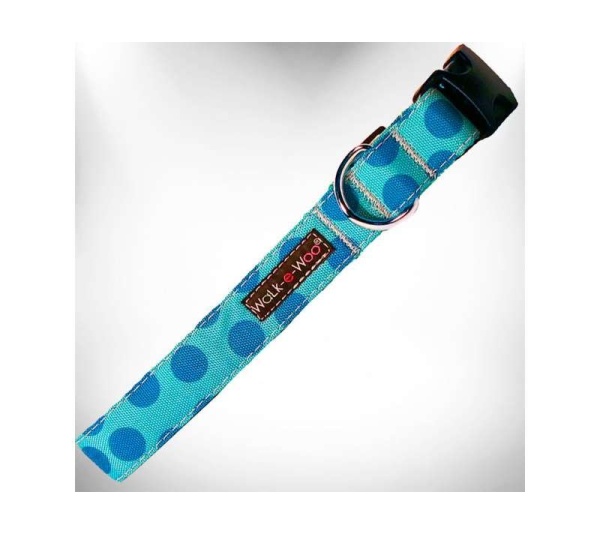 Turquoise - Polka Dot Dog - Monotone Collars - XL 1.5" wide fits 18-28" neck