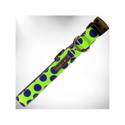 Blue Dot on Green - Polka Dot Dog - Neon Collars - XS 5/8" width fits 8-12" neck
