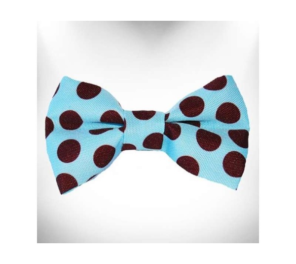Brown Dot on Lt Blue - Polka Dot Dog Bow Tie