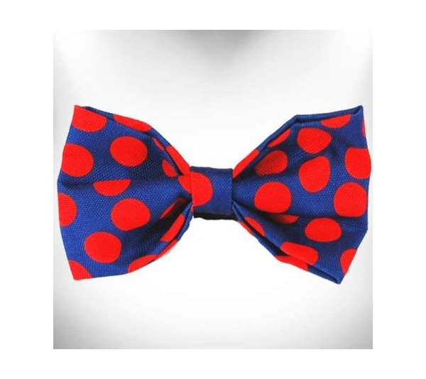 Red Dot on Blue - Polka Dot Dog Bow Tie