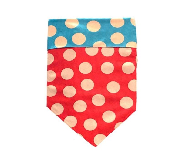 Tan/Red/Turq. Dot - Reversible Sport Bandanas  - Large