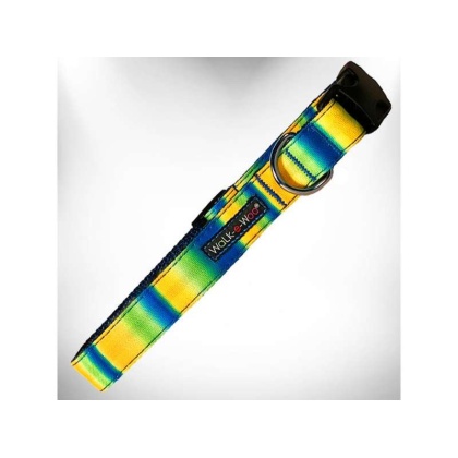 Blue/Green - Tie Dye Dog Collars - M 1" width fits 12-18" neck