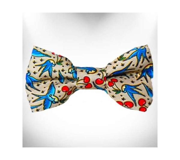 Bluebird & Cherries - Tattoo Dog Bow Tie